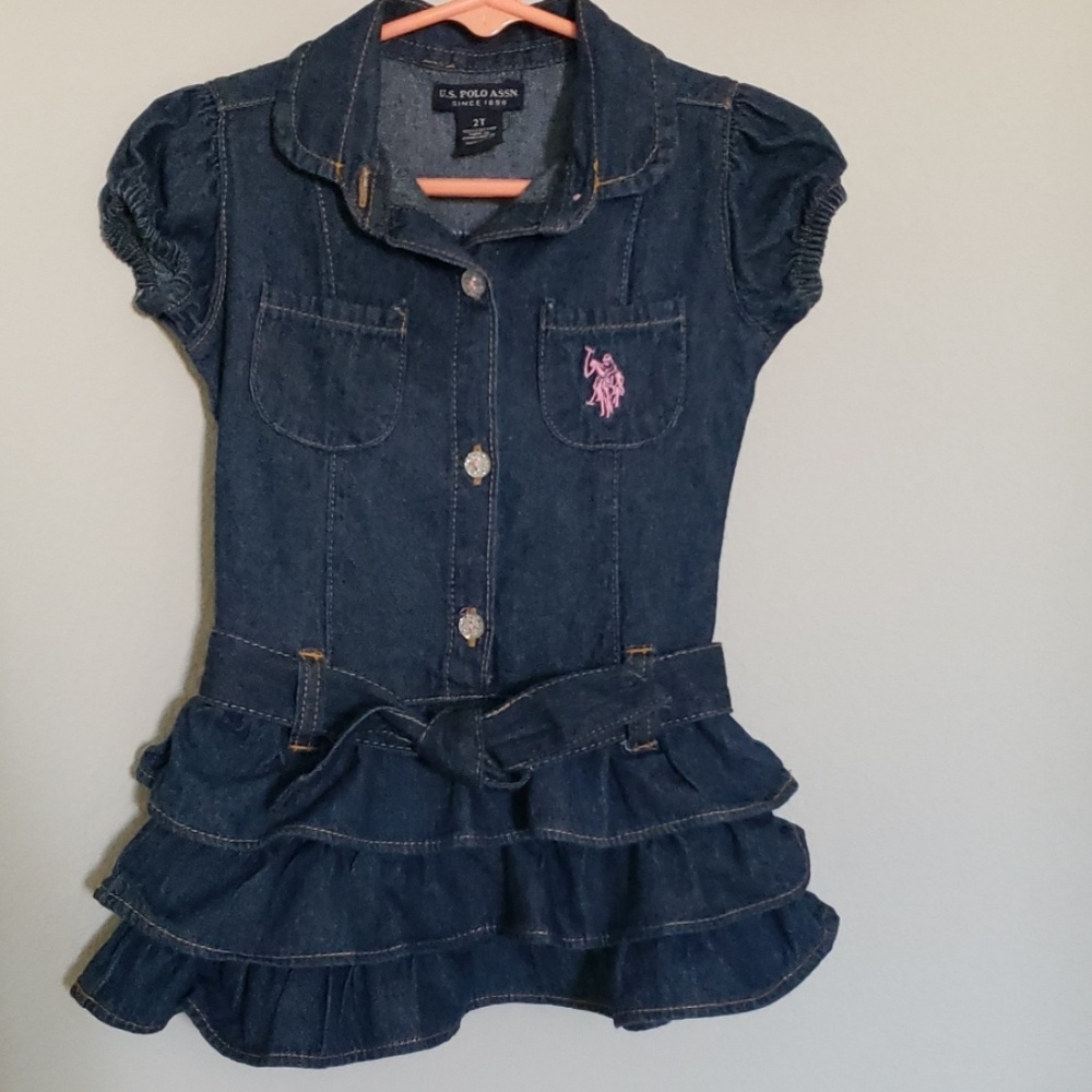 U.S. Polo Assn Toddler Short Sleeve Denim Dress 2T